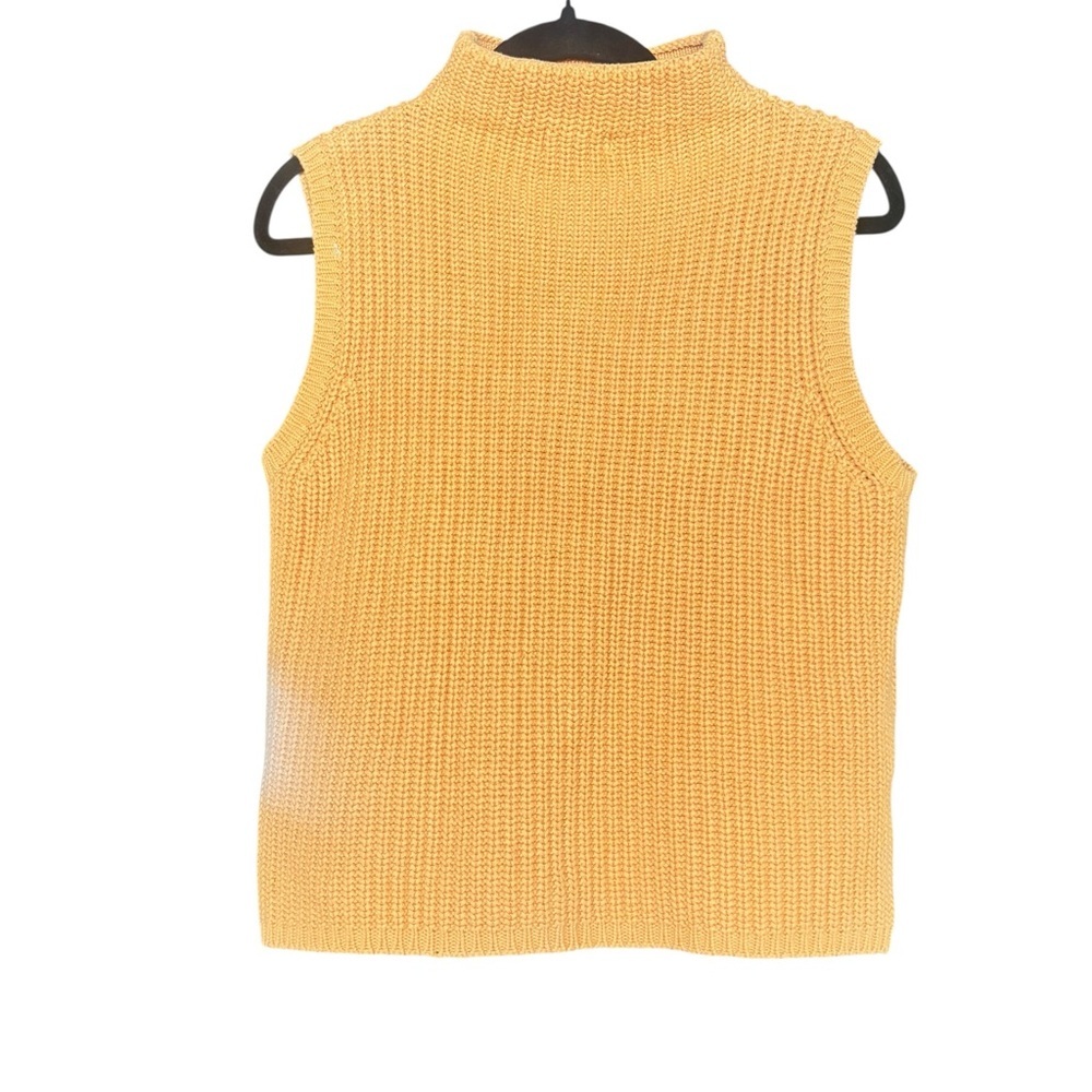 Women's Vintage Cotton Sweater Tank Mock Neck Light Orange Tangerine Size Med